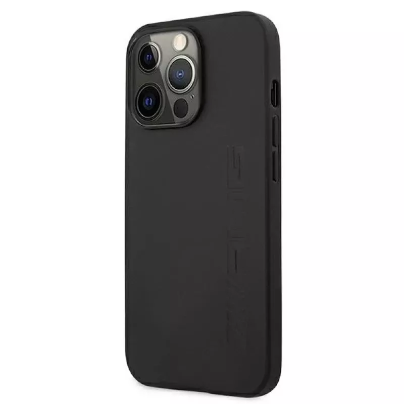 AMG AMHCP13LDOLBK iPhone 13 Pro Capa rígida Couro genuíno Hot Stamped Preto