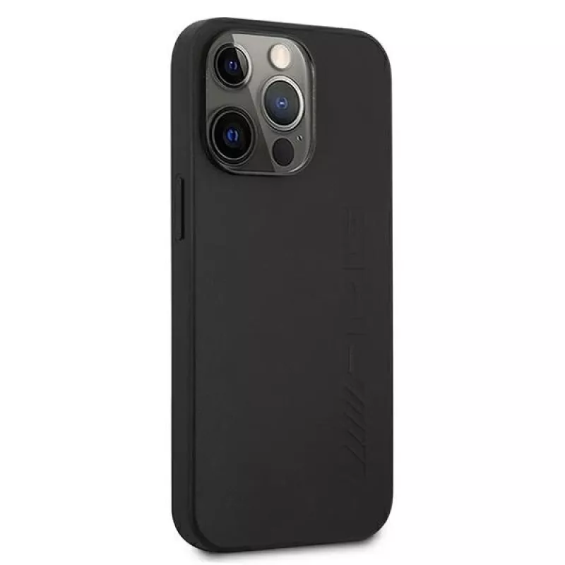 AMG AMHCP13LDOLBK iPhone 13 Pro Capa rígida Couro genuíno Hot Stamped Preto