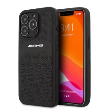 AMG AMHCP13LOSDBK iPhone 13 Pro Hardcase Couro Curved Lines Preto