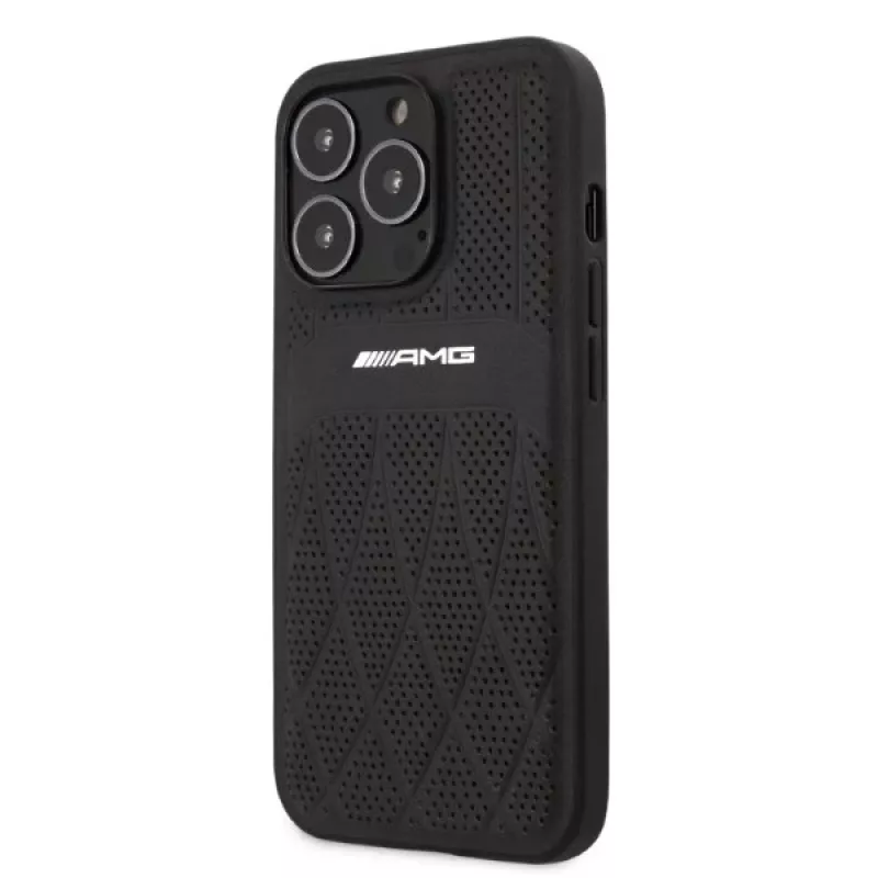 AMG AMHCP13LOSDBK iPhone 13 Pro Hardcase Couro Curved Lines Preto