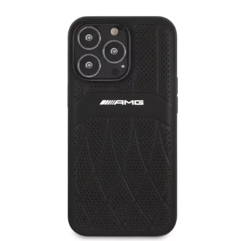 AMG AMHCP13LOSDBK iPhone 13 Pro Hardcase Couro Curved Lines Preto