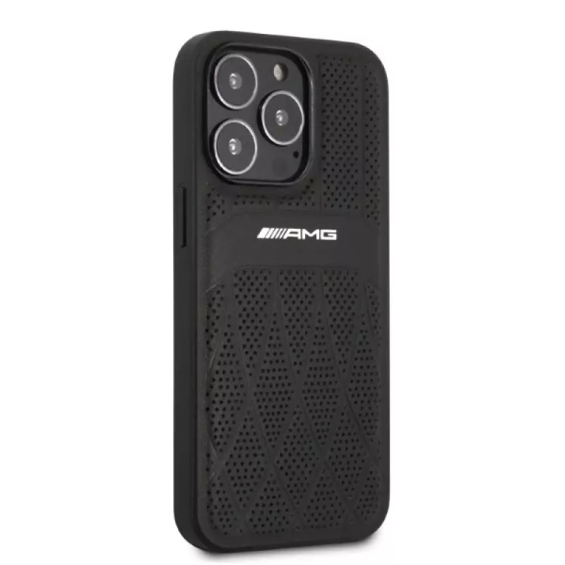 AMG AMHCP13LOSDBK iPhone 13 Pro Hardcase Couro Curved Lines Preto