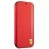 Ferrari FESAXFLBKP13SRE On Track Carbon Stripe Capa tipo livro para iPhone 13 mini, Vermelho