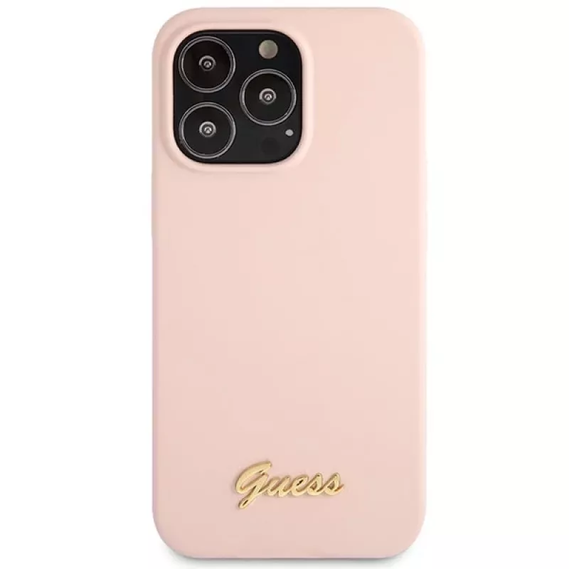 Capa rígida Guess Silicone Script Gold Logo para Apple iPhone 13 Pro Max 6,7