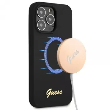 Capa rígida de silicone Guess GUHMP13XLSLMGBK para Apple iPhone 13 Pro Max 6,7
