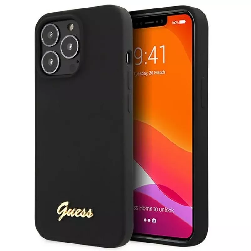 Capa rígida de silicone Guess GUHMP13XLSLMGBK para Apple iPhone 13 Pro Max 6,7
