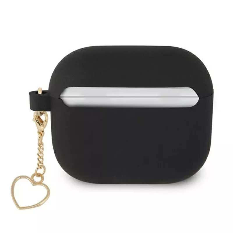 Guess GUA3LSCHSK AirPods 3 capa de silicone preta Charm Heart Collection
