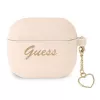 Guess GUA3LSCHSP Charm Heart Collection capa de silicone para Apple AirPods 3.ª geração - rosa