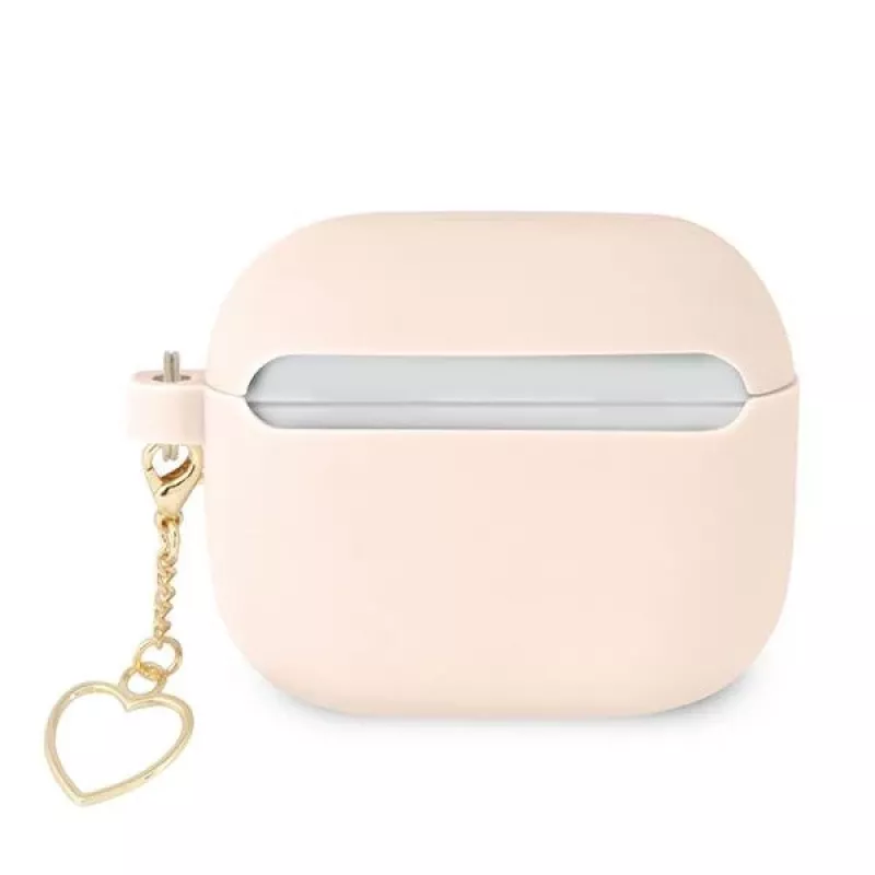 Guess GUA3LSCHSP Charm Heart Collection capa de silicone para Apple AirPods 3.ª geração - rosa