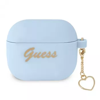 Guess GUA3LSCHSB Charm Heart Collection capa de silicone para AirPods 3, azul