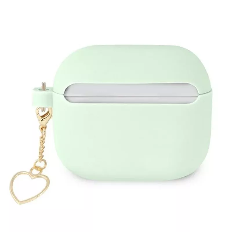 Capa Guess GUA3LSCHSN para AirPods 3 verde de silicone Charm Heart Collection