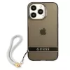 Capa rígida translúcida Guess GUHCP13LHTSGSK com alça para Apple iPhone 13 Pro / iPhone 13, preta