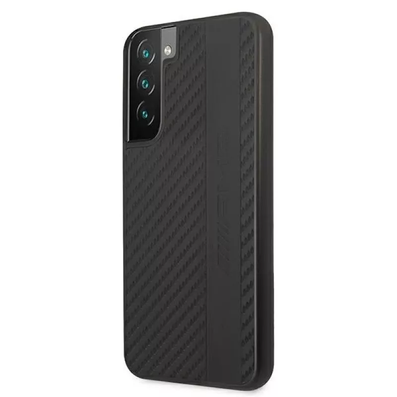 Capa rígida AMG AMHCS22MBLSCA para Samsung Galaxy S22+ Carbon Stripe & Embossed preta