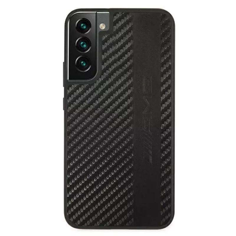 Capa rígida AMG AMHCS22MBLSCA para Samsung Galaxy S22+ Carbon Stripe & Embossed preta