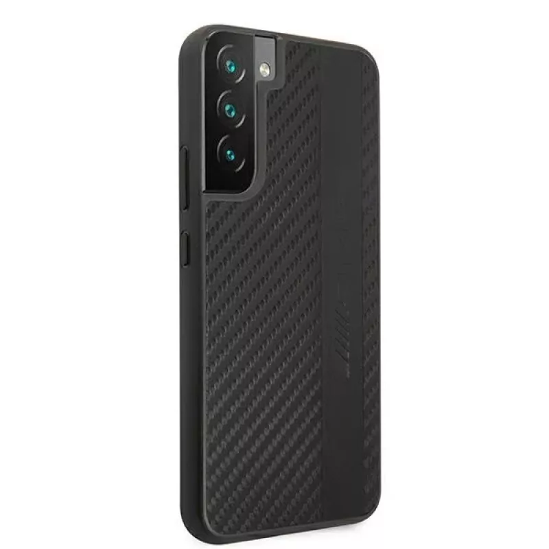 Capa rígida AMG AMHCS22MBLSCA para Samsung Galaxy S22+ Carbon Stripe & Embossed preta