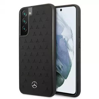 Capa rígida Mercedes-Benz MEHCS22MPSQBK para S22+ em pele Stars Pattern preta