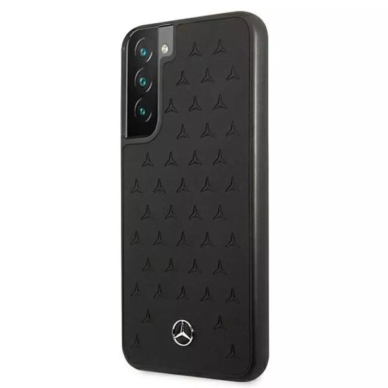Capa rígida Mercedes-Benz MEHCS22MPSQBK para S22+ em pele Stars Pattern preta