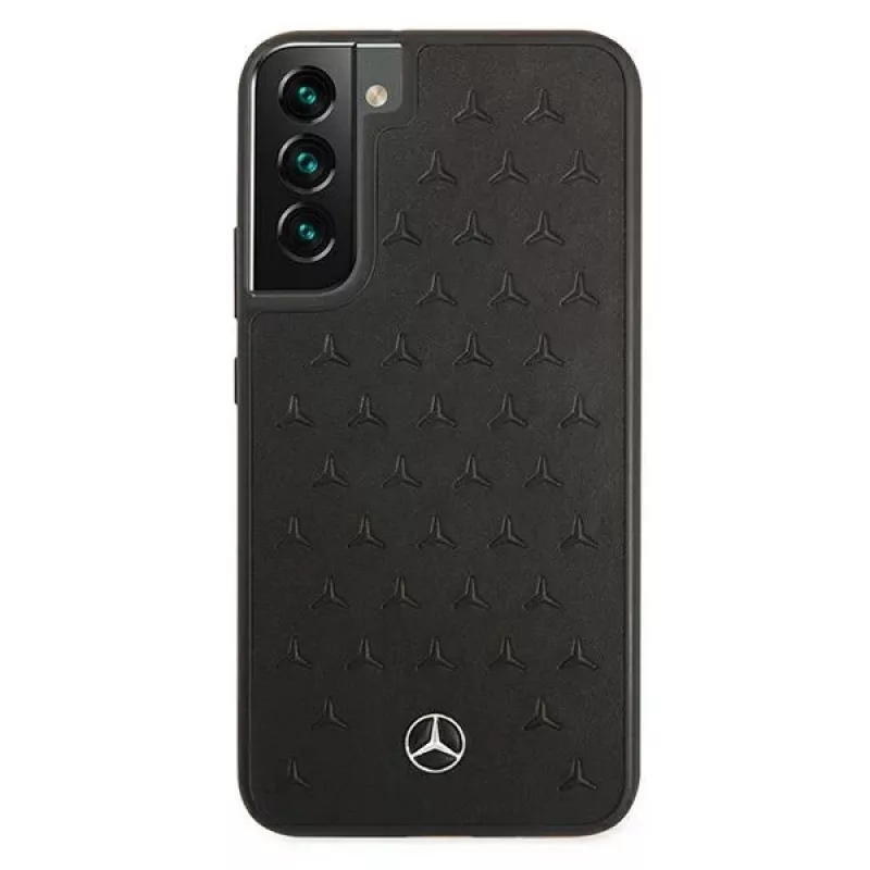 Capa rígida Mercedes-Benz MEHCS22MPSQBK para S22+ em pele Stars Pattern preta