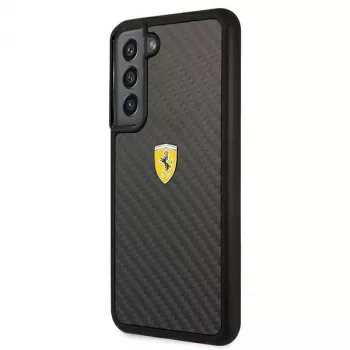 Capa rígida Ferrari FEHCS22SFCAK para S22 S901 preta On Track Real Carbon