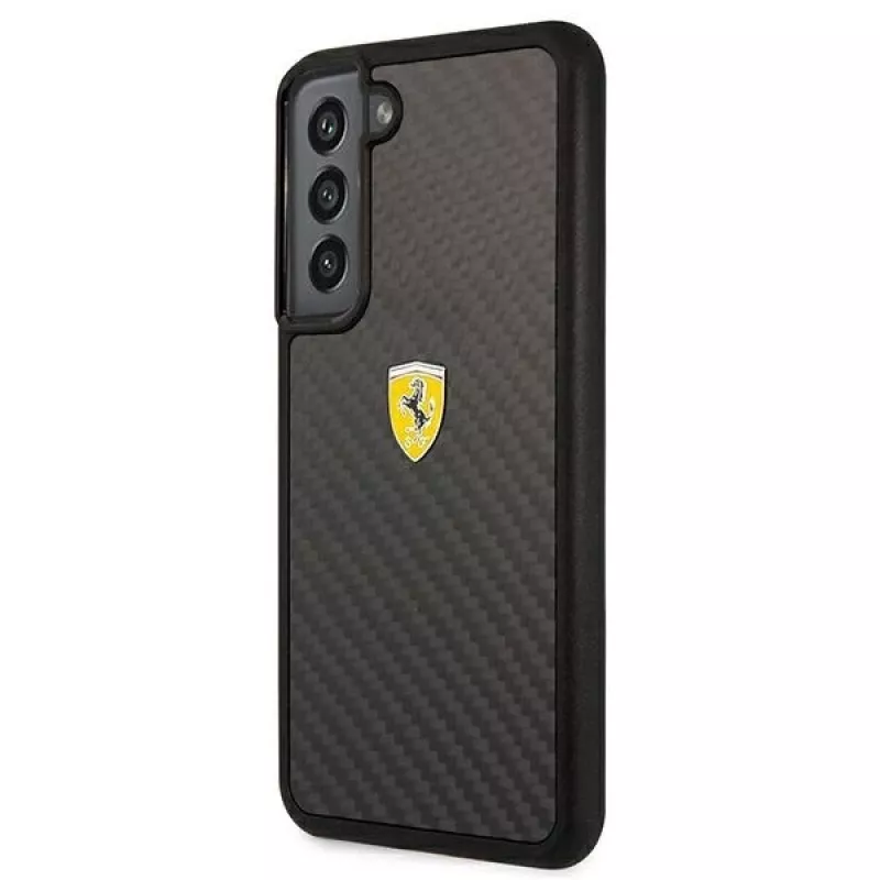 Capa rígida Ferrari FEHCS22SFCAK para S22 S901 preta On Track Real Carbon