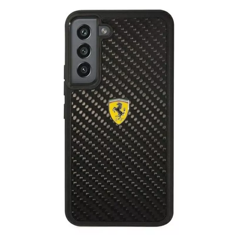 Capa rígida Ferrari FEHCS22SFCAK para S22 S901 preta On Track Real Carbon