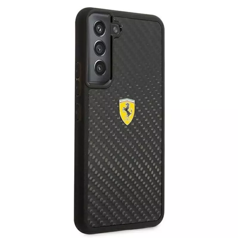 Capa rígida Ferrari FEHCS22SFCAK para S22 S901 preta On Track Real Carbon