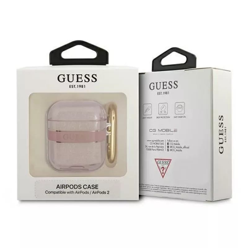 Guess GUA2HHTSP Strap Collection capa de proteção para Apple AirPods 1/2 - rosa