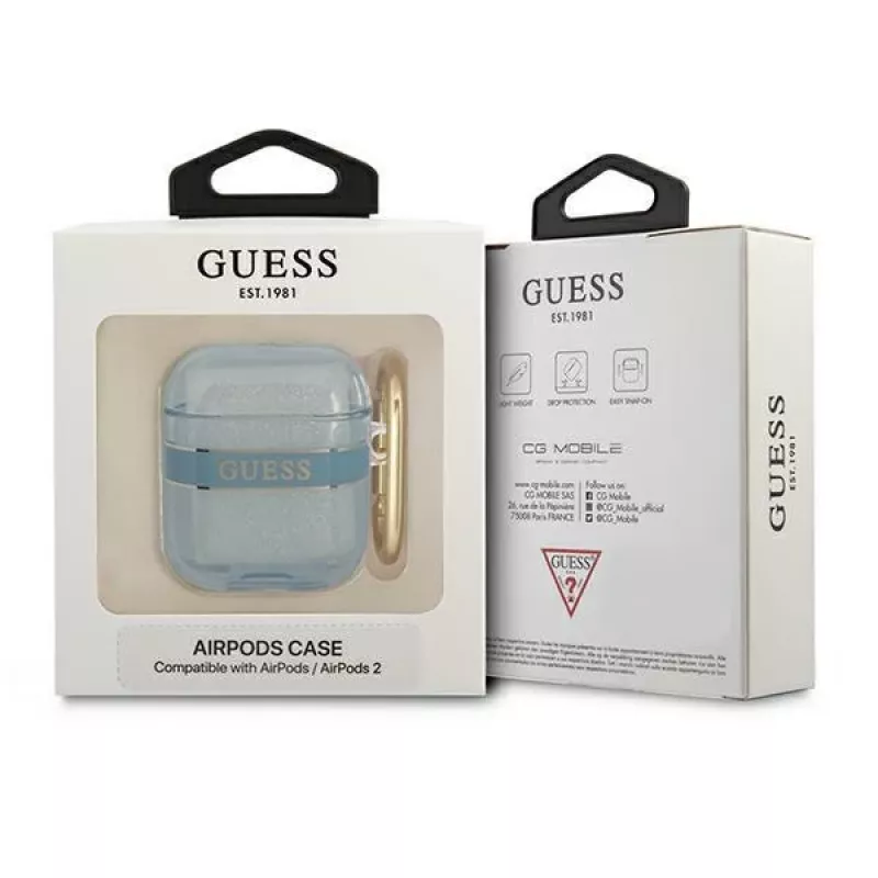 Guess GUA2HHTSB AirPods 1/2 capa azul Strap Collection