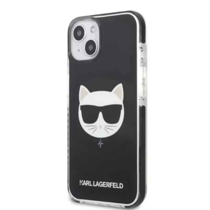 Capa rígida Karl Lagerfeld KLHCP13STPECK para iPhone 13 mini 5,4 inch preta Choupette Head