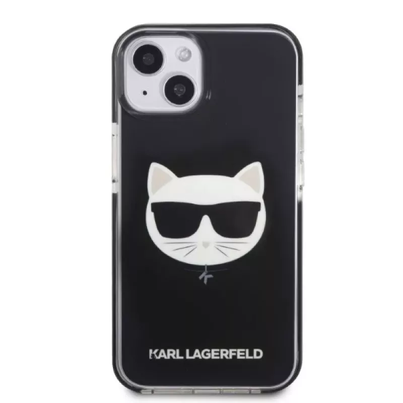 Capa rígida Karl Lagerfeld KLHCP13STPECK para iPhone 13 mini 5,4 inch preta Choupette Head