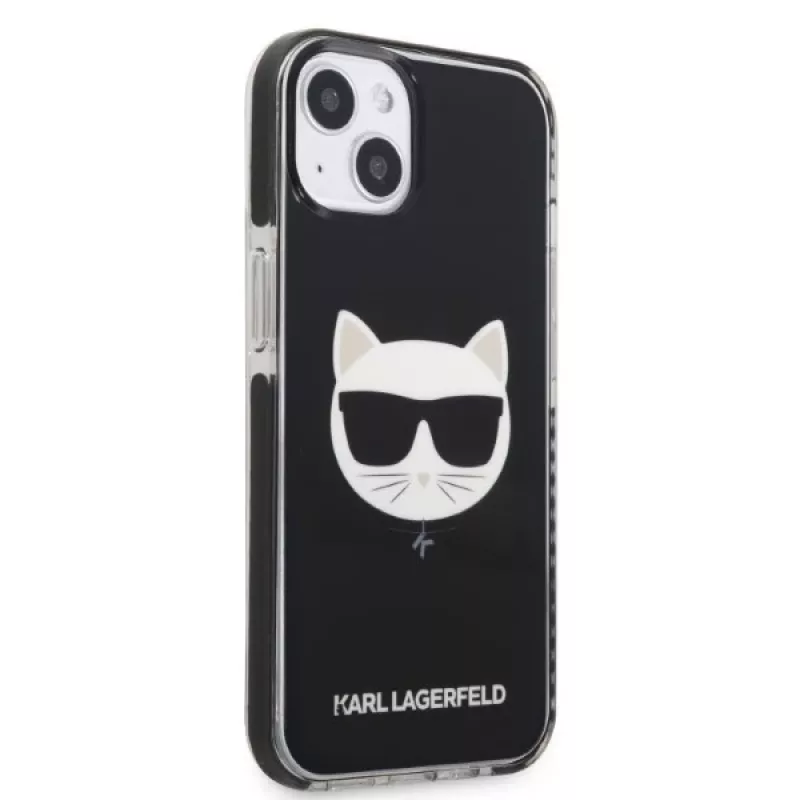 Capa rígida Karl Lagerfeld KLHCP13STPECK para iPhone 13 mini 5,4 inch preta Choupette Head