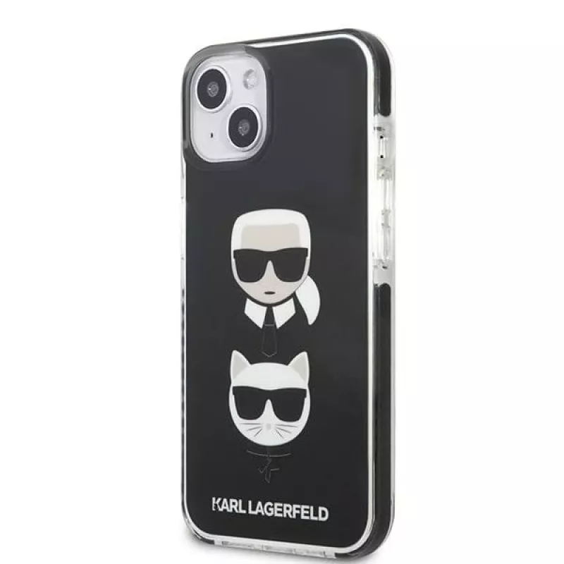 Capa rígida Karl Lagerfeld KLHCP13STPE2TK para iPhone 13 mini, 5,4 inch, preta, Karl & Choupette Head