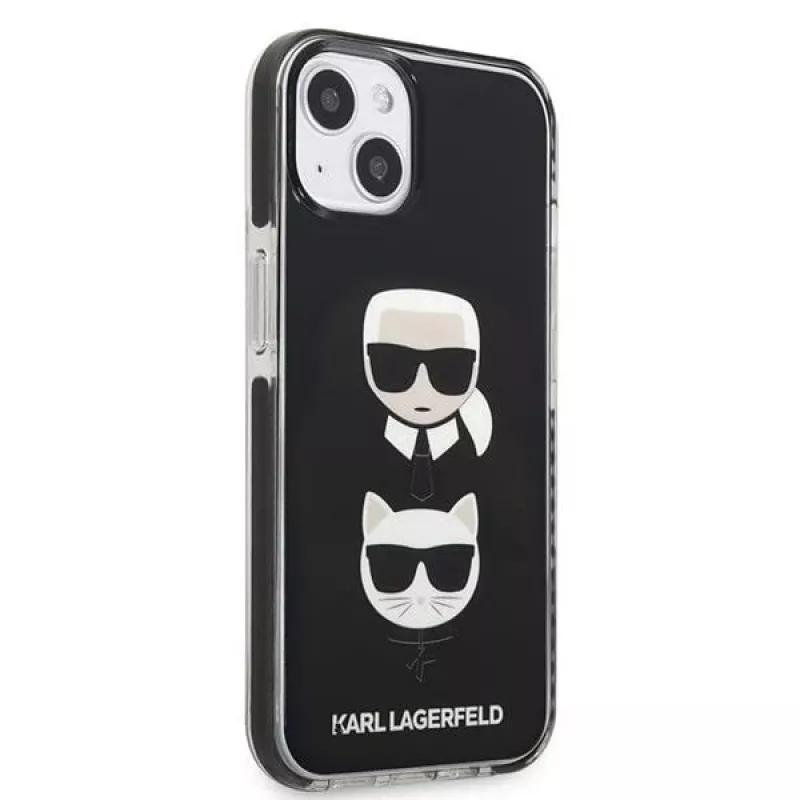 Capa rígida Karl Lagerfeld KLHCP13STPE2TK para iPhone 13 mini, 5,4 inch, preta, Karl & Choupette Head
