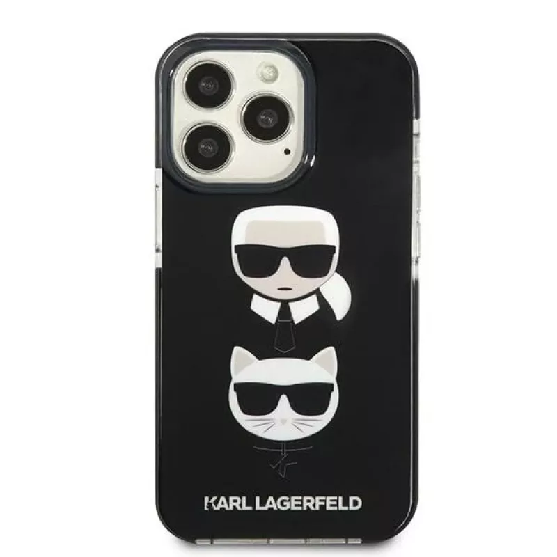 Capa rígida Karl Lagerfeld KLHCP13XTPE2TK para Apple iPhone 13 Pro Max 6,7 inch preta Karl & Choupette Head