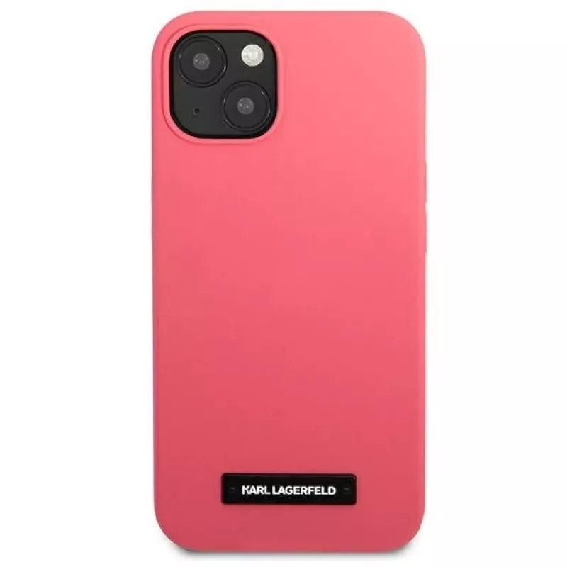 Capa de silicone Karl Lagerfeld KLHCP13MSLMP1PI com placa para iPhone 13/14/15 6,1