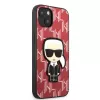 Karl Lagerfeld KLHCP13MPMNIKPI Capa rígida para iPhone 13 / 14 6,1 inch vermelha Monogram Ikonik Patch