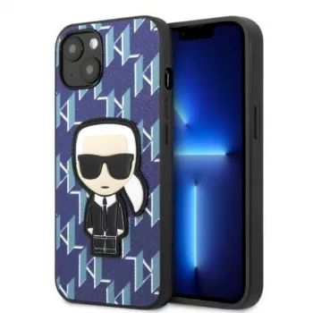 Karl Lagerfeld KLHCP13SPMNIKBL Capa rígida para iPhone 13 mini azul Monogram Ikonik Patch