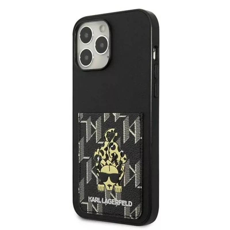 Karl Lagerfeld KLHCP13XCANCNK Capa rígida para iPhone 13 Pro Max 6,7 inch preta Karlimals Cardslot