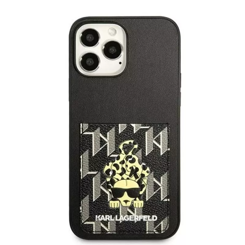 Karl Lagerfeld KLHCP13XCANCNK Capa rígida para iPhone 13 Pro Max 6,7 inch preta Karlimals Cardslot