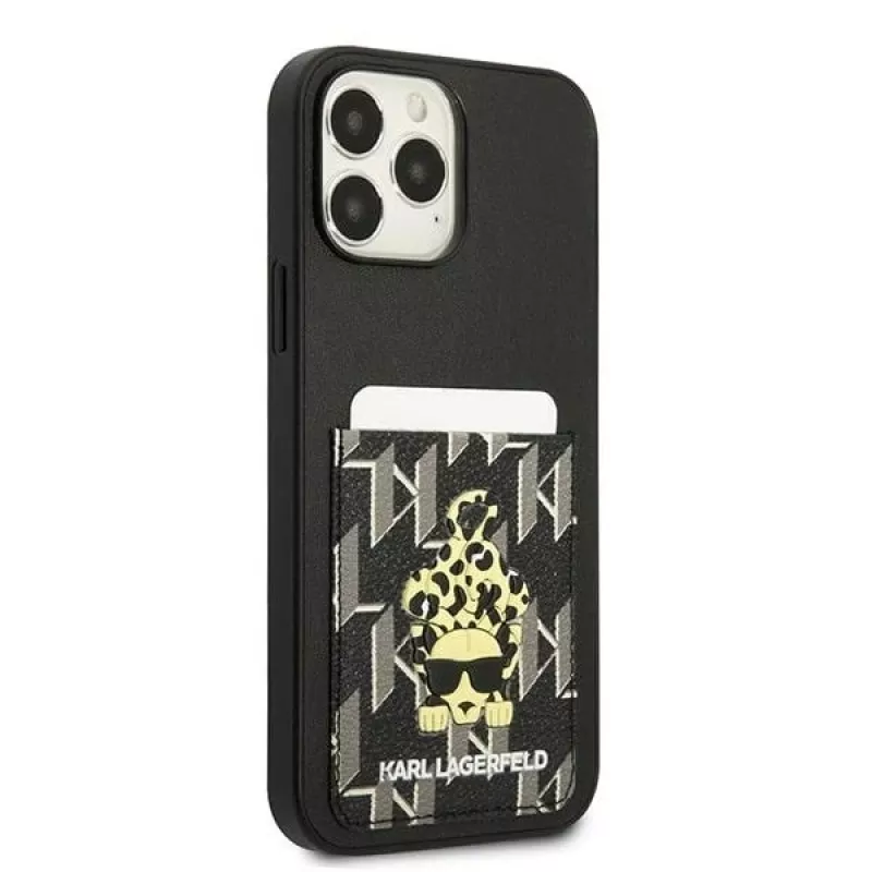 Karl Lagerfeld KLHCP13XCANCNK Capa rígida para iPhone 13 Pro Max 6,7 inch preta Karlimals Cardslot