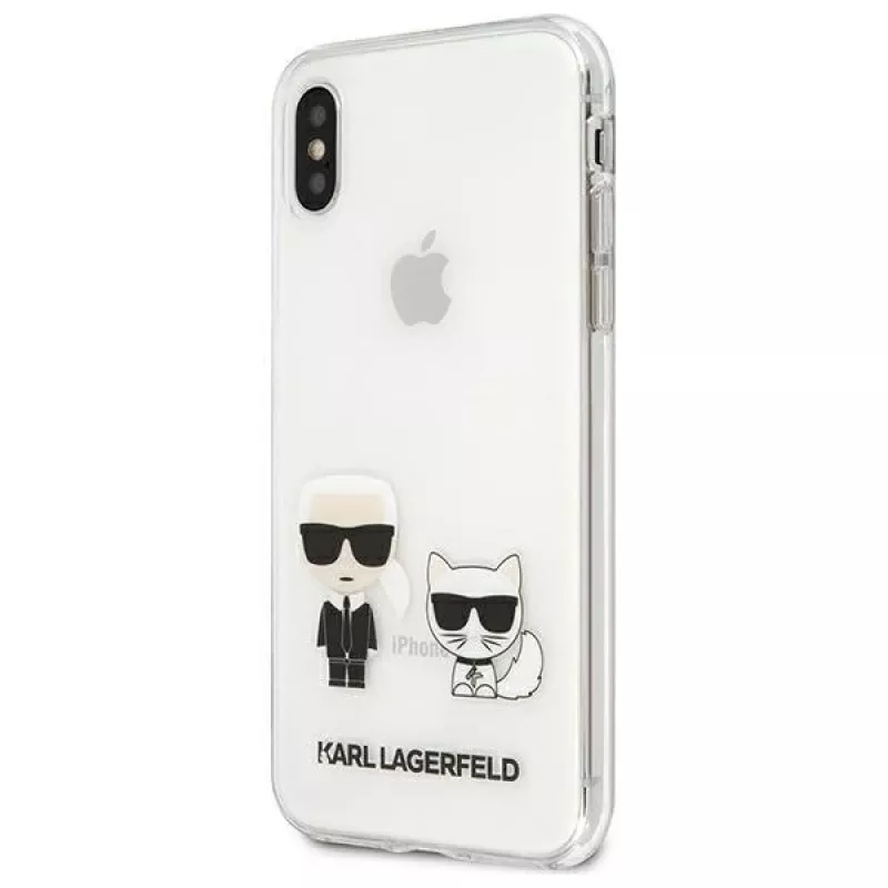 Karl Lagerfeld KLHCI65CKTR Capa rígida para Apple iPhone Xs Max, transparente, design Karl & Choupette