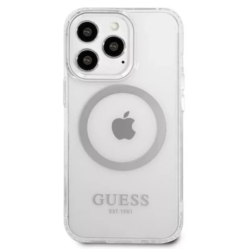 Guess GUHMP13LHTRMS Capa rígida Metal Outline MagSafe para iPhone 13 Pro / iPhone 13 6,1