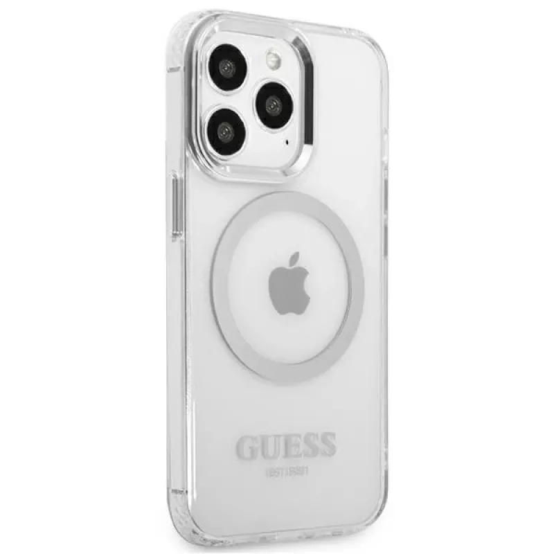 Guess GUHMP13LHTRMS Capa rígida Metal Outline MagSafe para iPhone 13 Pro / iPhone 13 6,1