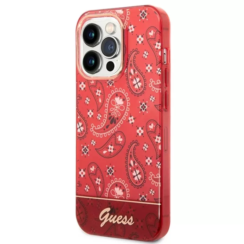 Guess GUHCP14LHGBNHR Capa rígida Bandana Paisley para Apple iPhone 14 Pro 6,1