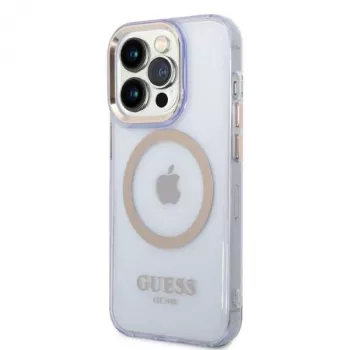 Guess Capa rígida translúcida Gold Outline para Apple iPhone 14 Pro 6,1 inch - roxa