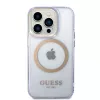 Guess Capa rígida translúcida Gold Outline para Apple iPhone 14 Pro 6,1