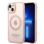 Guess Capa rígida translúcida MagSafe Gold Outline para iPhone 13/14/15 6,1