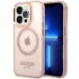 Guess Capa rígida translúcida MagSafe Gold Outline para iPhone 14 Pro Max 6,7