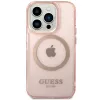Guess Capa rígida translúcida MagSafe Gold Outline para iPhone 14 Pro Max 6,7