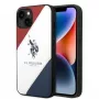 U.S. POLO ASSN. Capa traseira Tricolor Embossed para Apple iPhone 14 Plus / 15 Plus 6,7 inch - branca